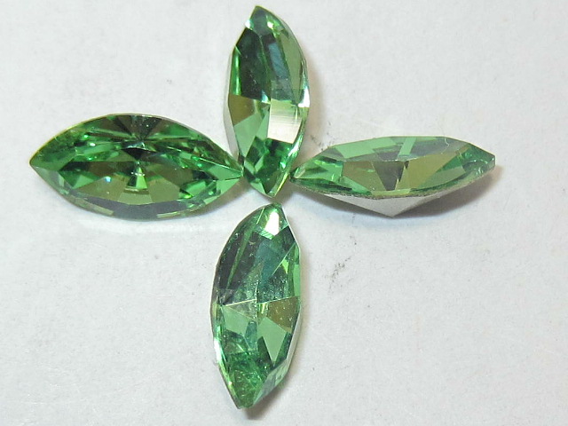 10x5mm NAVETTE 6pcs. PERIDOT POINTED BACK BRILLIANCE Rhinestones